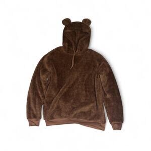 Lightweight brown teddy hoodie